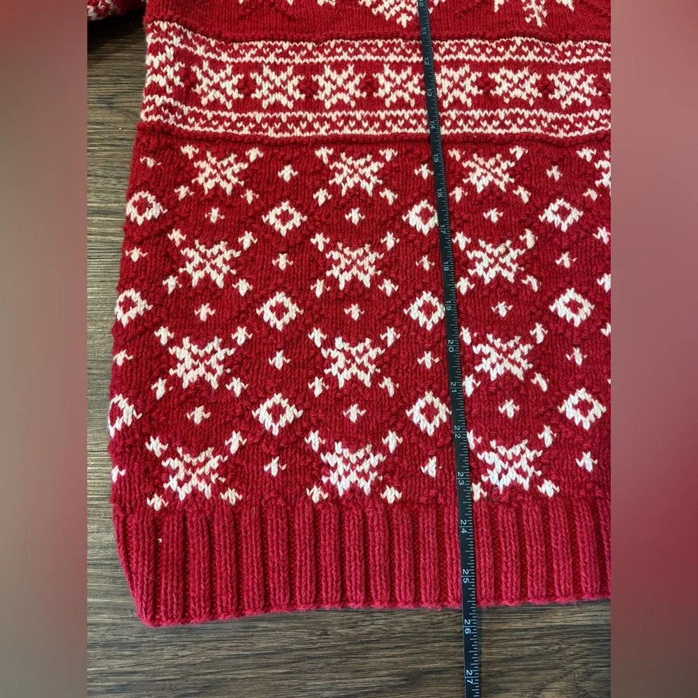 Vintage Ralph Lauren Hand-Knit Red and White Snowflake Sweater Cotton XL - Picture 6 of 9